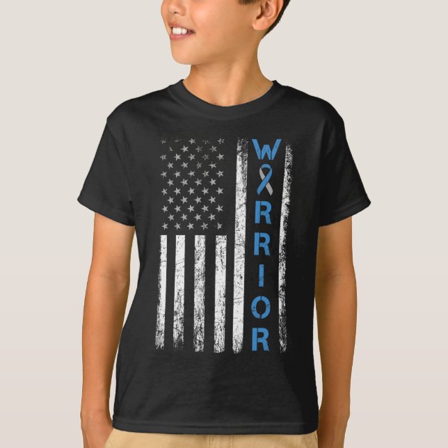 T-shirt Guerrier américain du drapeau - Défenseur du diabè (Devant)