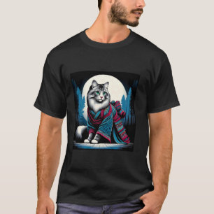 T-Shirt Guerrier Chat Dame Samouraï Rétro Japonais