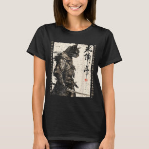 T-shirt Guerrier Chat Samouraï Ukiyo Encre Art Chat Samour