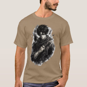 T-shirt Guerrier d'anime sombre Ninja bandagé Art Grunge