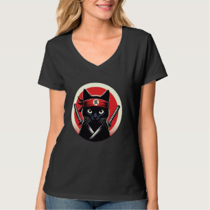 T-shirt Guerrier de chat samouraï Katana Art ninja japonai
