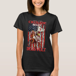 T-shirt Guerrier De Dieu Amérique Drapeau Croiseur Knight