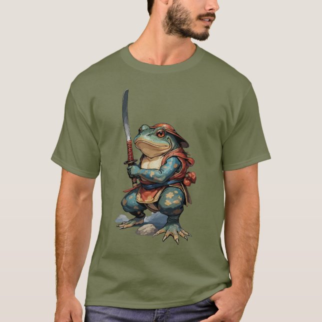 T-shirt Guerrier de grenouille Samurai avec Katana (Devant)