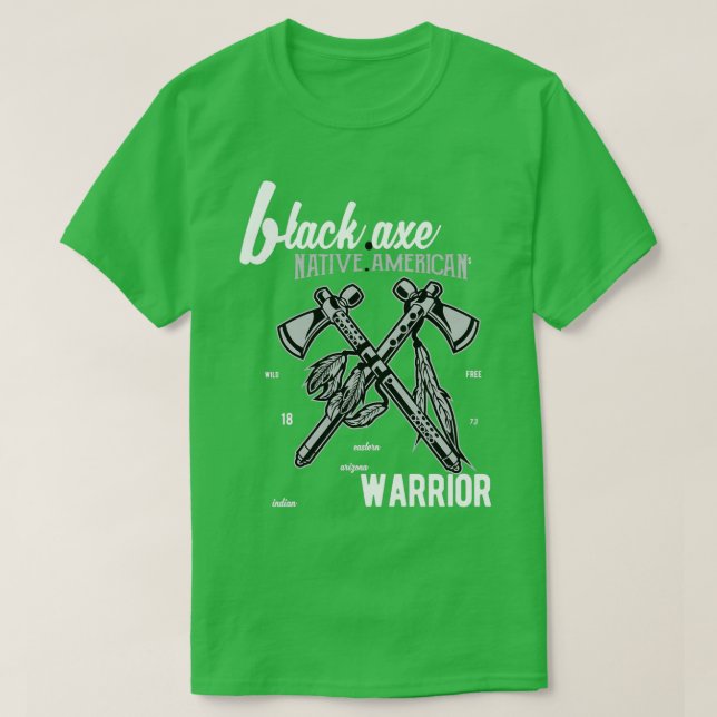 T-SHIRT GUERRIER DE L'AMÉRIQUE NATIVE DE L'AX NOIR (Design devant)
