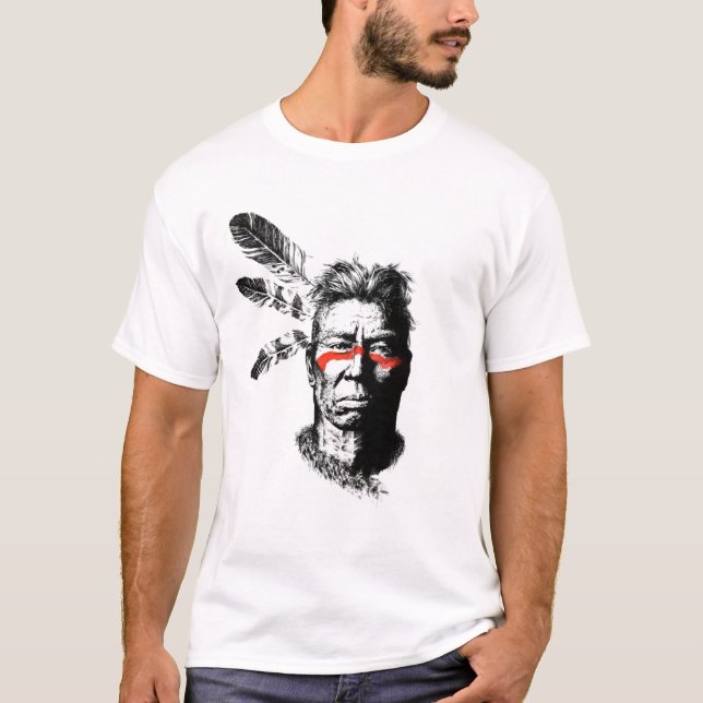 T-shirt guerrier de natif américain (Devant)