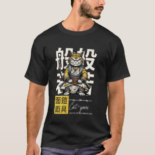 T-shirt Guerrier de style japonais vintage Samouraï Chat Y