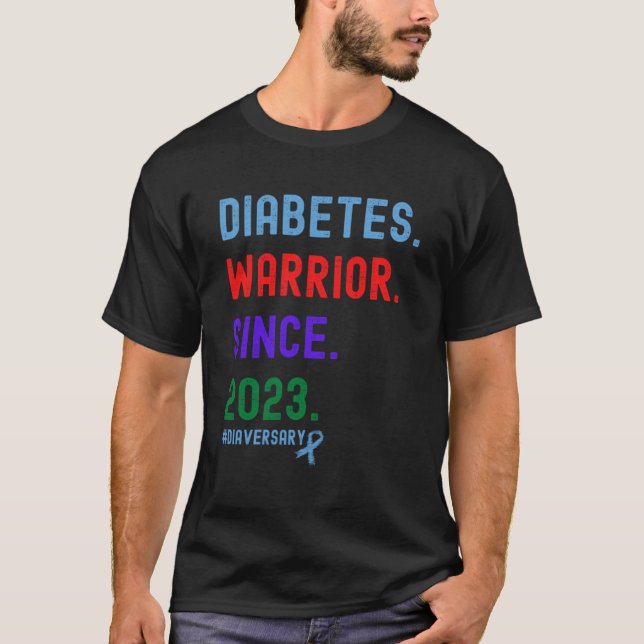 T-shirt Guerrier diaversaire du diabète depuis 2023 (Devant)