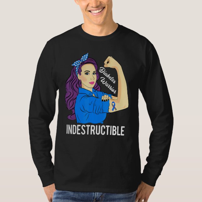 T-shirt Guerrier du diabète Conscience indestructible du d (Devant)