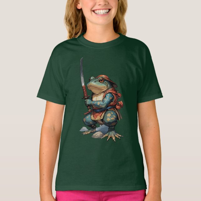 T-shirt Guerrier Grenouille Samouraï avec Katana (Devant)
