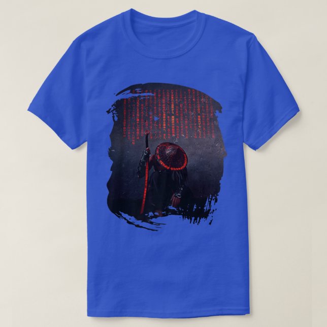 T-shirt Guerrier Japonais Samurai Avec Écriture En Épée (Design devant)