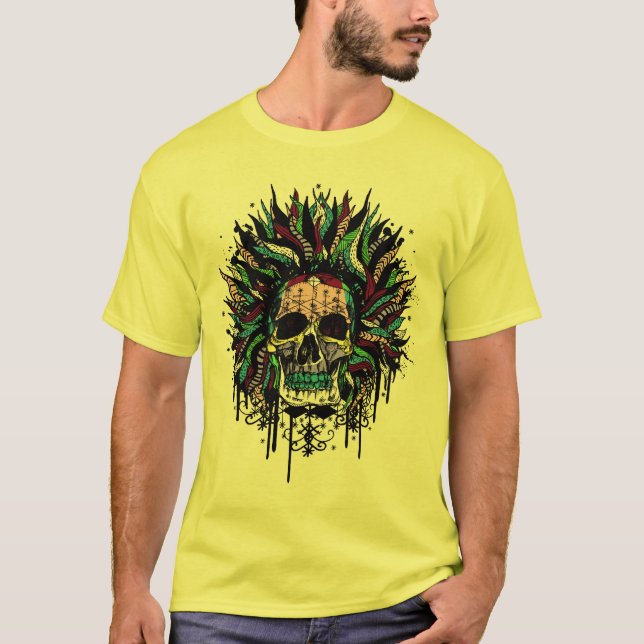 T-shirt Guerrier magique de crâne de vaudou (Devant)