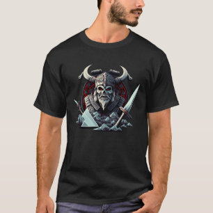 T-shirt Guerrier Norvégien Viking Squelette Fort de Valhal