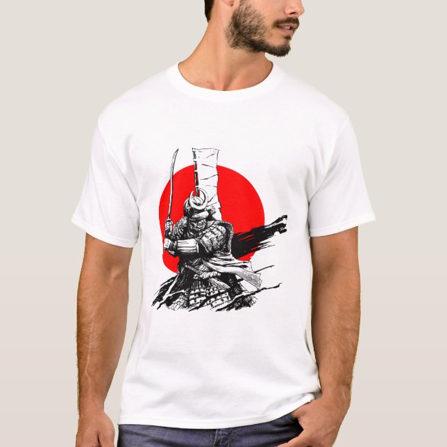 T-shirt guerrier samouraï avec épée (Devant)