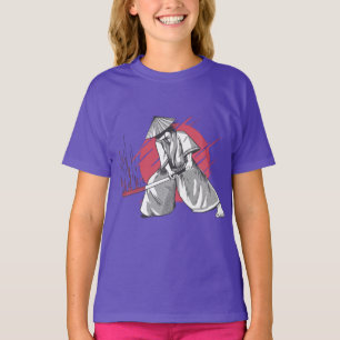 T-shirt Guerrier Samouraï Frappant avec Katana