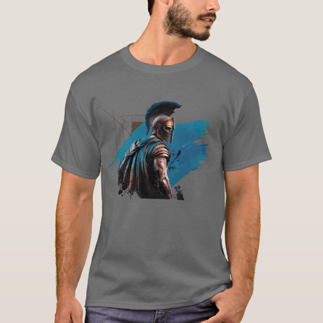 T-shirt Guerrier spartiate en bleu (Devant)