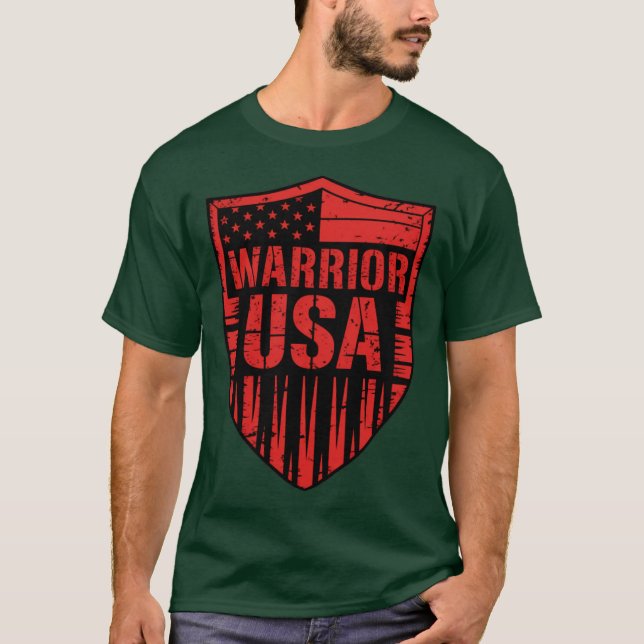 T-shirt guerrier usa grunge american pride graphique (Devant)