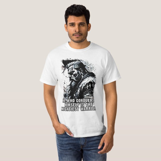 T-shirt Guerrier viking Norse Mythologie Mots puissants (Devant entier)