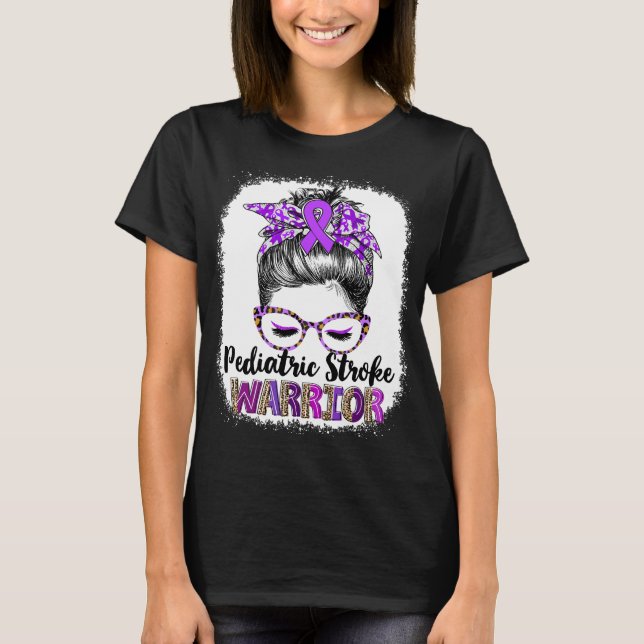 T-shirt Guerrière de l'AVC pédiatrique au chignon désordon (Devant)