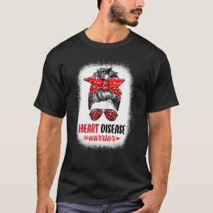T-shirt Guerrière de maladie cardiaque féminine Messy Bun