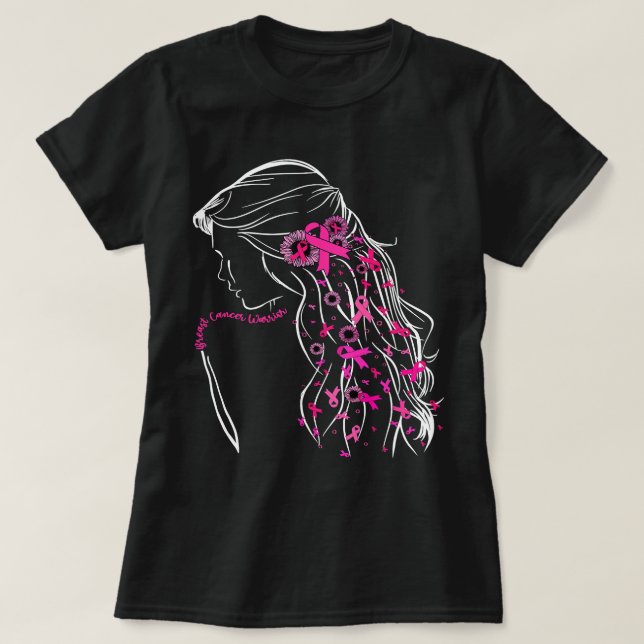 T-shirt Guerrière du cancer du sein Femmes fortes Pink Rib (Design devant)