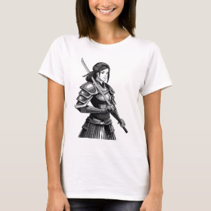 T-shirt guerrière samouraï japonaise - femme