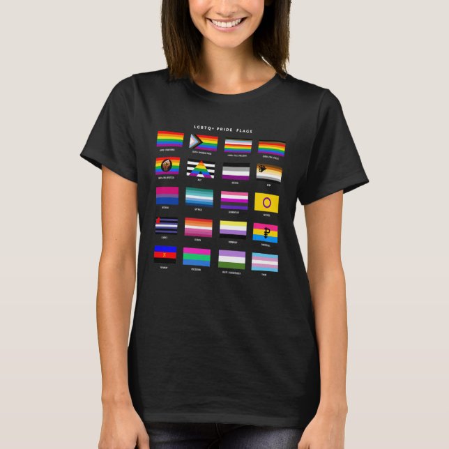 T-shirt Guide complet de l'indicateur LGBTQ+ Pride (Devant)