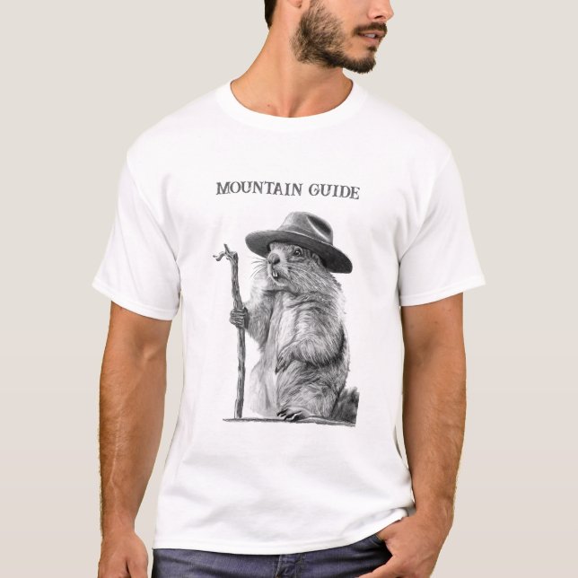 T-shirt Guide de montagne - Design de marmotte de rêve (Devant)