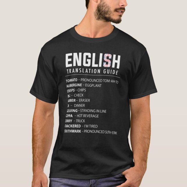 T-shirt Guide De Traduction Anglais De L'Argot Pour Uk Exp (Devant)