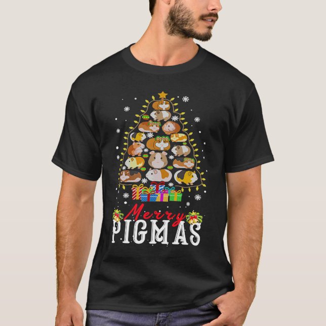 T-shirt Guinea Pig Christmas Tree Merry Pigmas (Devant)