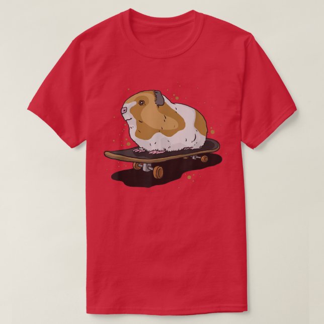 T-shirt Guinea pig on skateboard skateboarding  (Design devant)
