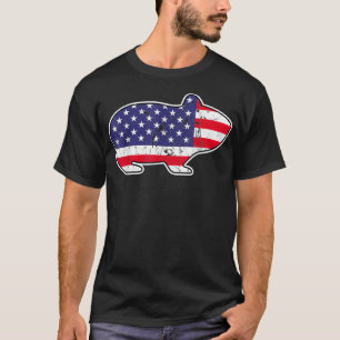 T-shirt Guinée Cochon 4 juillet USA Drapeau Amérique pat