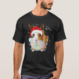 T-shirt Guinée Cochon Santa Hat rennes bois Lumières Chris