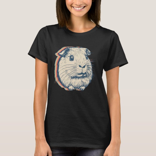 T-shirt Guinée Pig Animaux Retro Line Art (Devant)