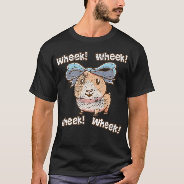 T-shirt Guinée porc mignonne animal Wheek drôle cadeau Vin (Devant)