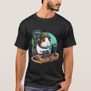 T-shirt Guinéen Pig Gamer Jouer Vidéo Jeu Faune Anima