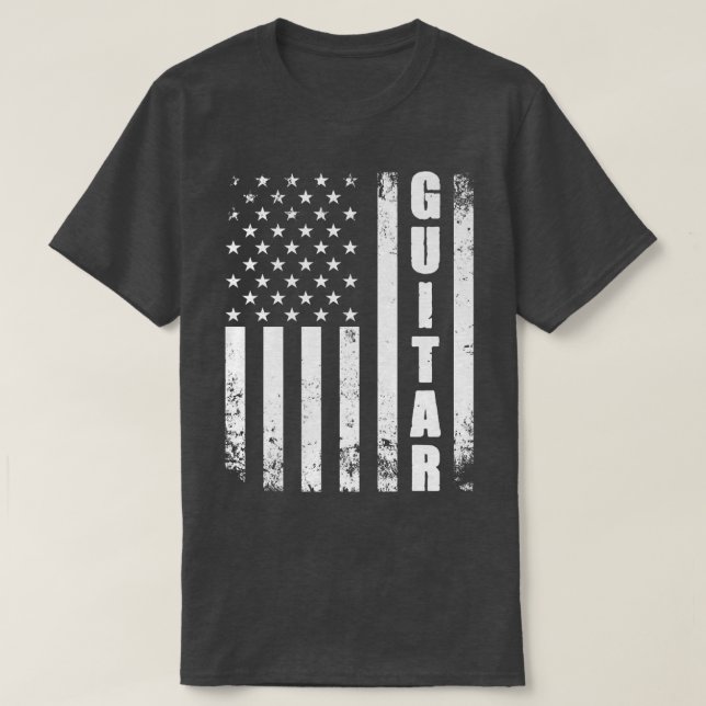 T-shirt Guitar American Flag USA Country Music Guitar Play (Design devant)