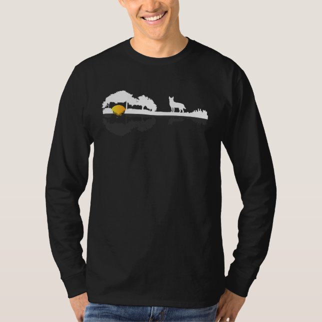 T-shirt Guitar Australian Cattle Dog Guitarist Red Blue He (Devant)