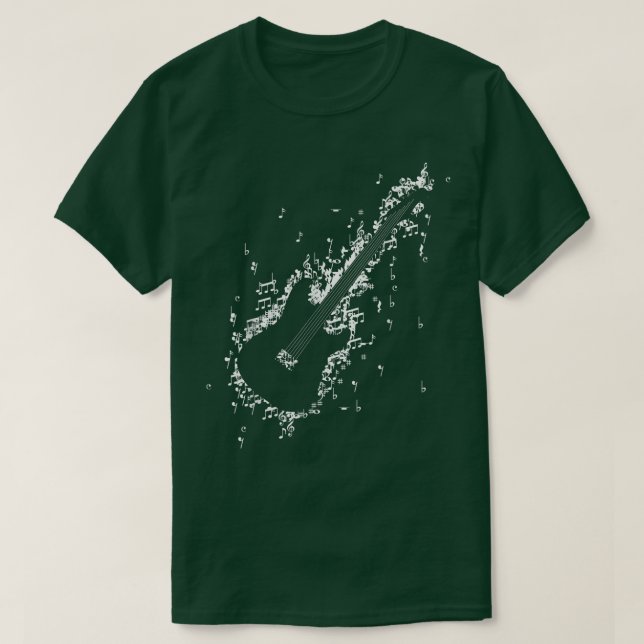 T-shirt Guitar Guitarist Player Rock Musician Music Notes  (Design devant)
