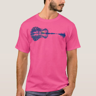 T-shirt Guitar Lake Réflexions Dans Blue Music Lovers Guit