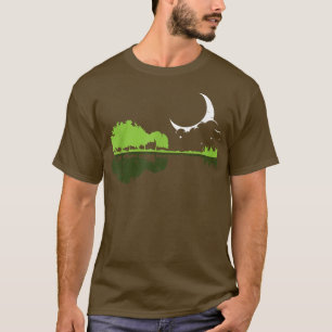 T-shirt Guitar Lake Shadow Tree Moonlight Love Guitar