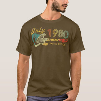 T-shirt Guitar Lover 42 Year Old Gifts July 1980 Limited E