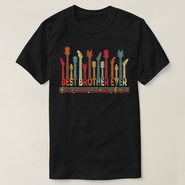 T-shirt Guitar Lover Best Brother Ever Retro Music Fathers (Design devant)