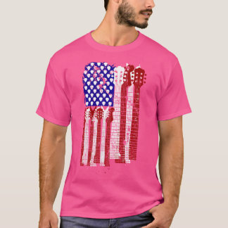 T-shirt Guitar Plectrum Bande Drapeau Américain