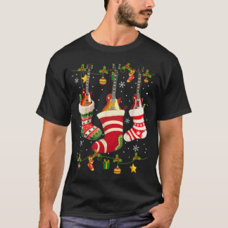 T-shirt Guitar Socks Christmas Light Funny Guitarist Famil