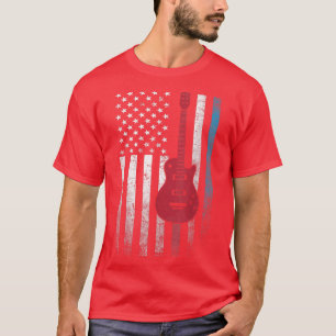 T-shirt Guitare 4 juillet Cadeau américain Drapeau USA Pay