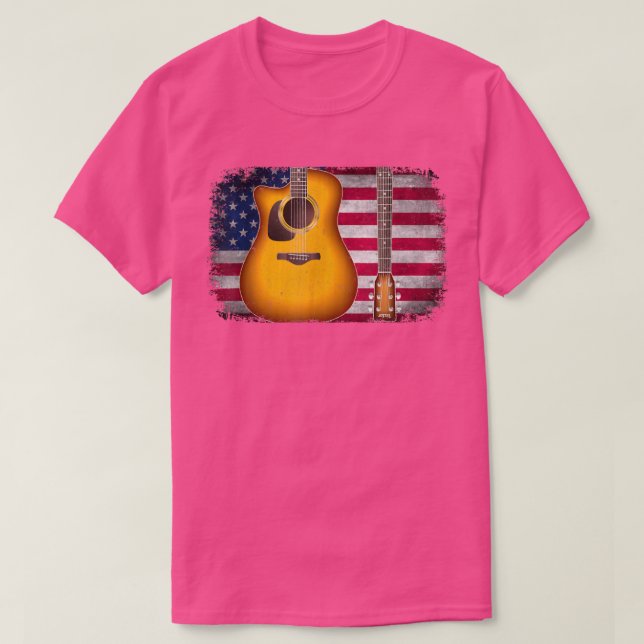 T-shirt Guitare 4 juillet Cadeau Drapeau Américain Pour Ho (Design devant)