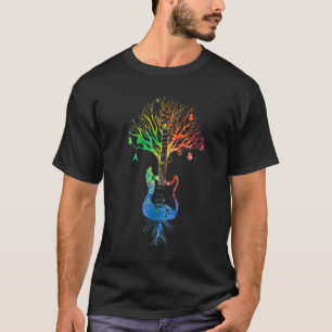 T-shirt Guitare Acoustique Arbre De Vie Nature Musique Vin