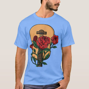 T-shirt Guitare acoustique et fleur Guitariste Musicien Ca
