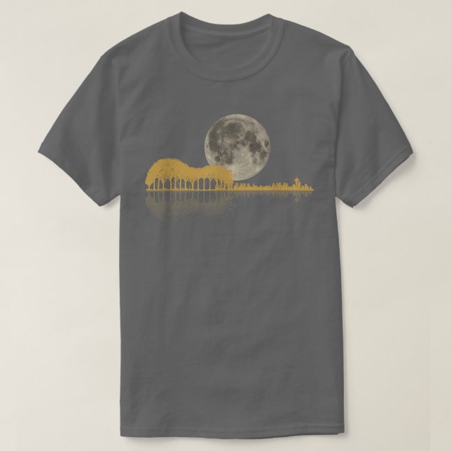 T-shirt Guitare Acoustique Lac Shadow Lune Guitare Lecteur (Design devant)