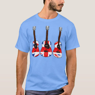 T-shirt Guitare acoustique Royaume-Uni Drapeau Guitariste